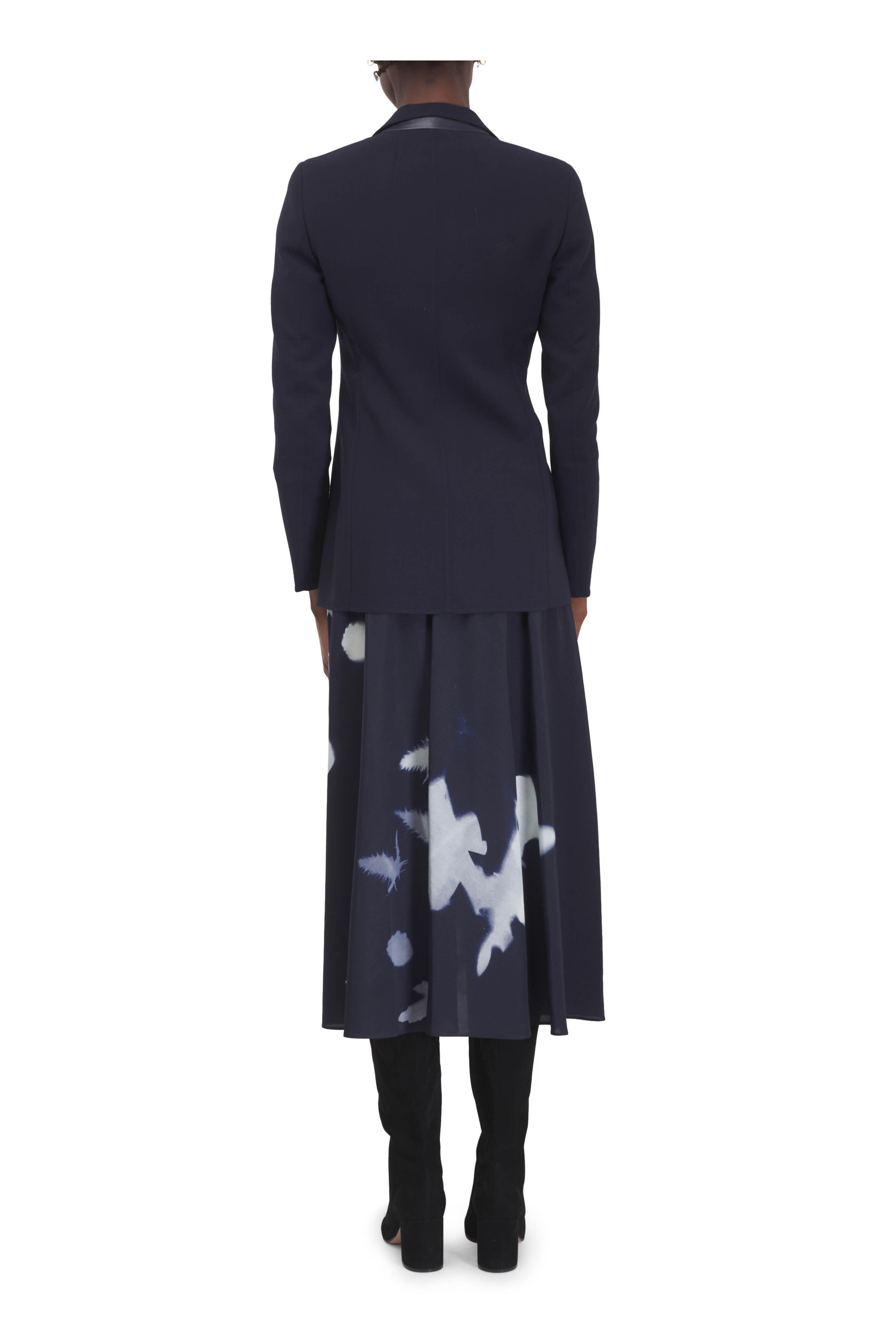 Akris - Blue Wildflower Belted Midi Dress