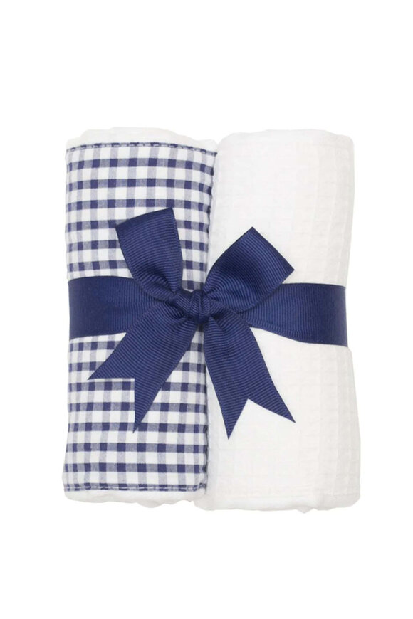 3marthas Navy Check Set of Two Burps