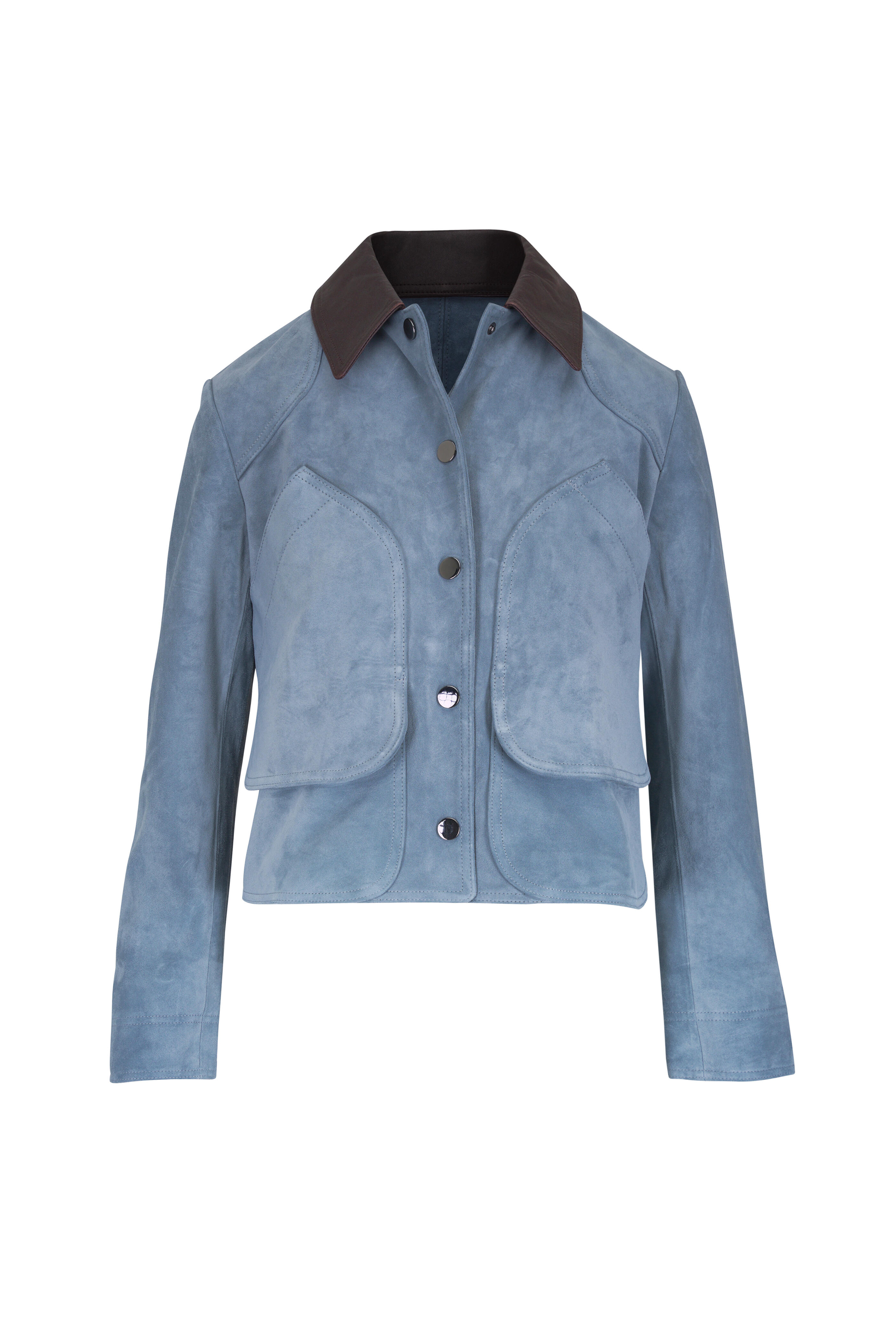 Veronica Beard - Walters Blue Steel Suede Leather Barn Jacket - view 1