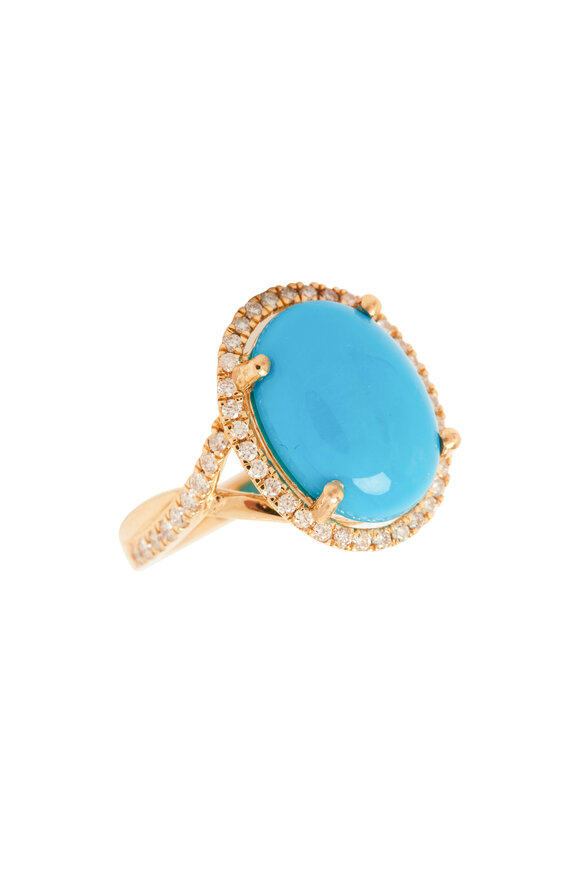 Loriann - Turquoise & Diamond Halo Ring