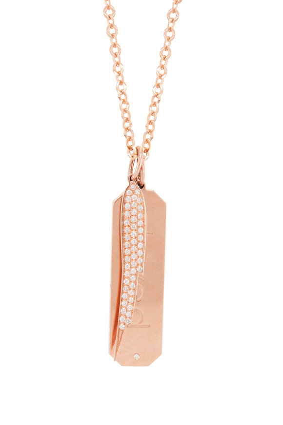 Genevieve Lau - Diamond Angel Wing & Loved Tag Necklace