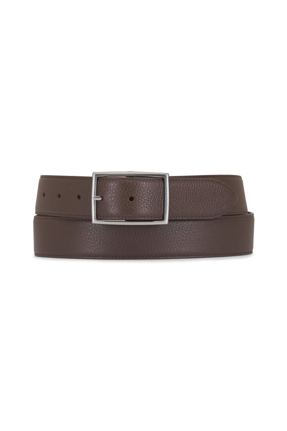 Veneta Cinture Medium Brown Pebbled Leather Belt