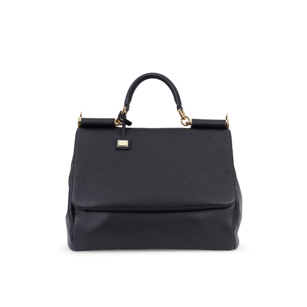 DOLCE & GABBANA MISS SICILY Black Soft Napa Leather Hand Bag