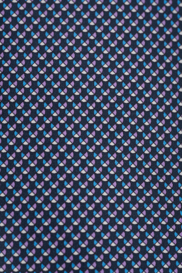 Brioni - Navy & Purple Geometric Print Silk Necktie 