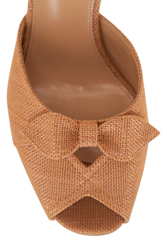 Arteana - Varenna Tan Twill Textile Peeptoe Mule, 75mm