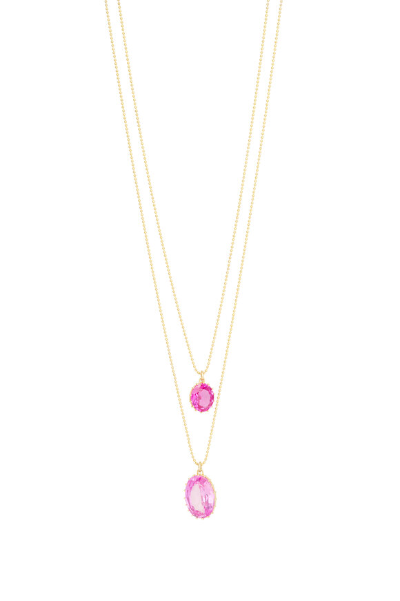 Renee Lewis 18k Yellow Gold Synthetic Pink Sapphire Necklace - view 1