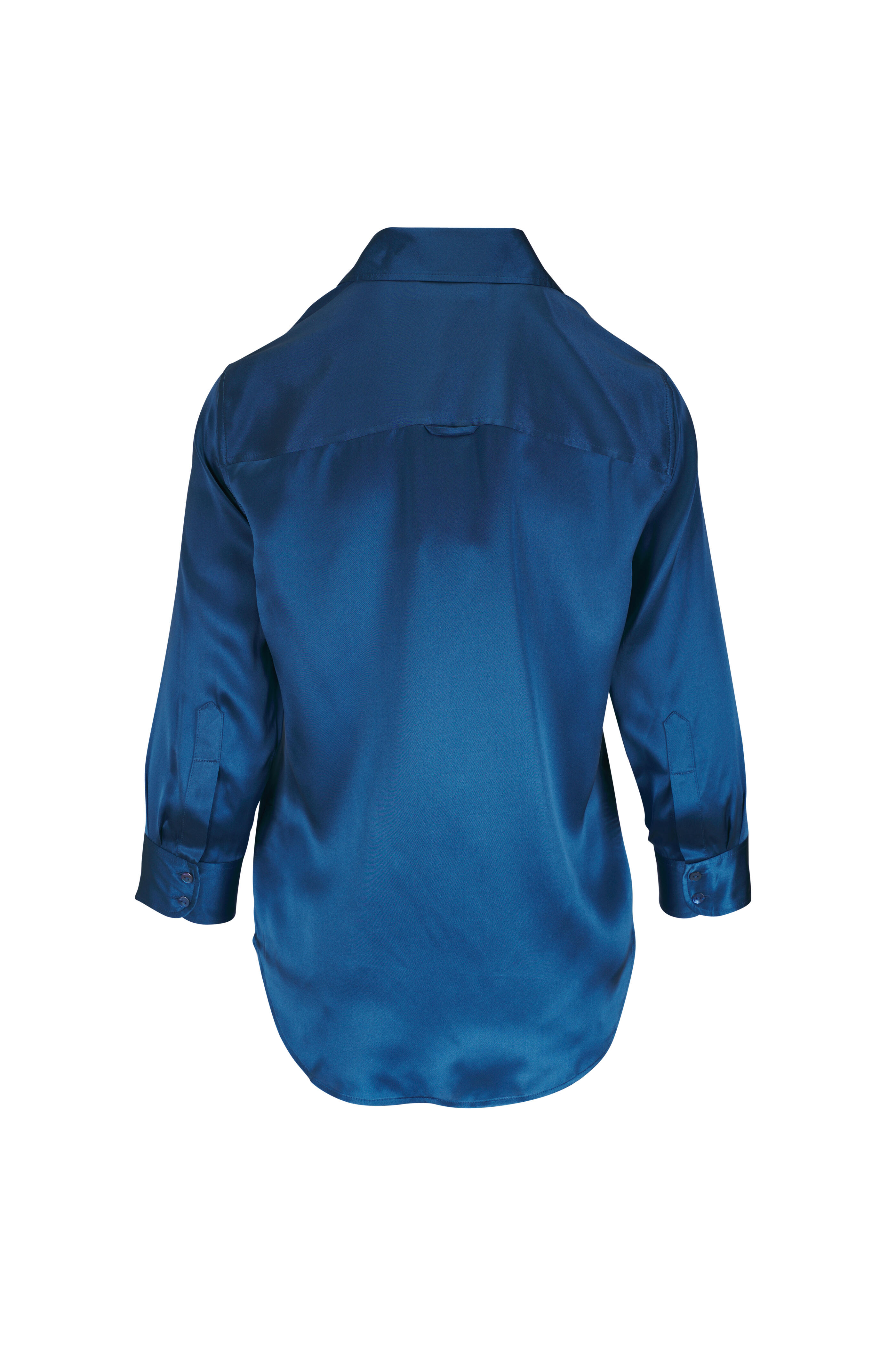 L'Agence - Dani Stone Blue Silk Blouse