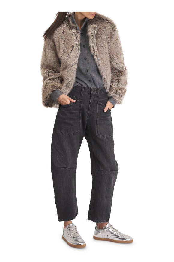 Nili Lotan Shon Black Stone Wash Relaxed Barrel Leg Jean - view 2
