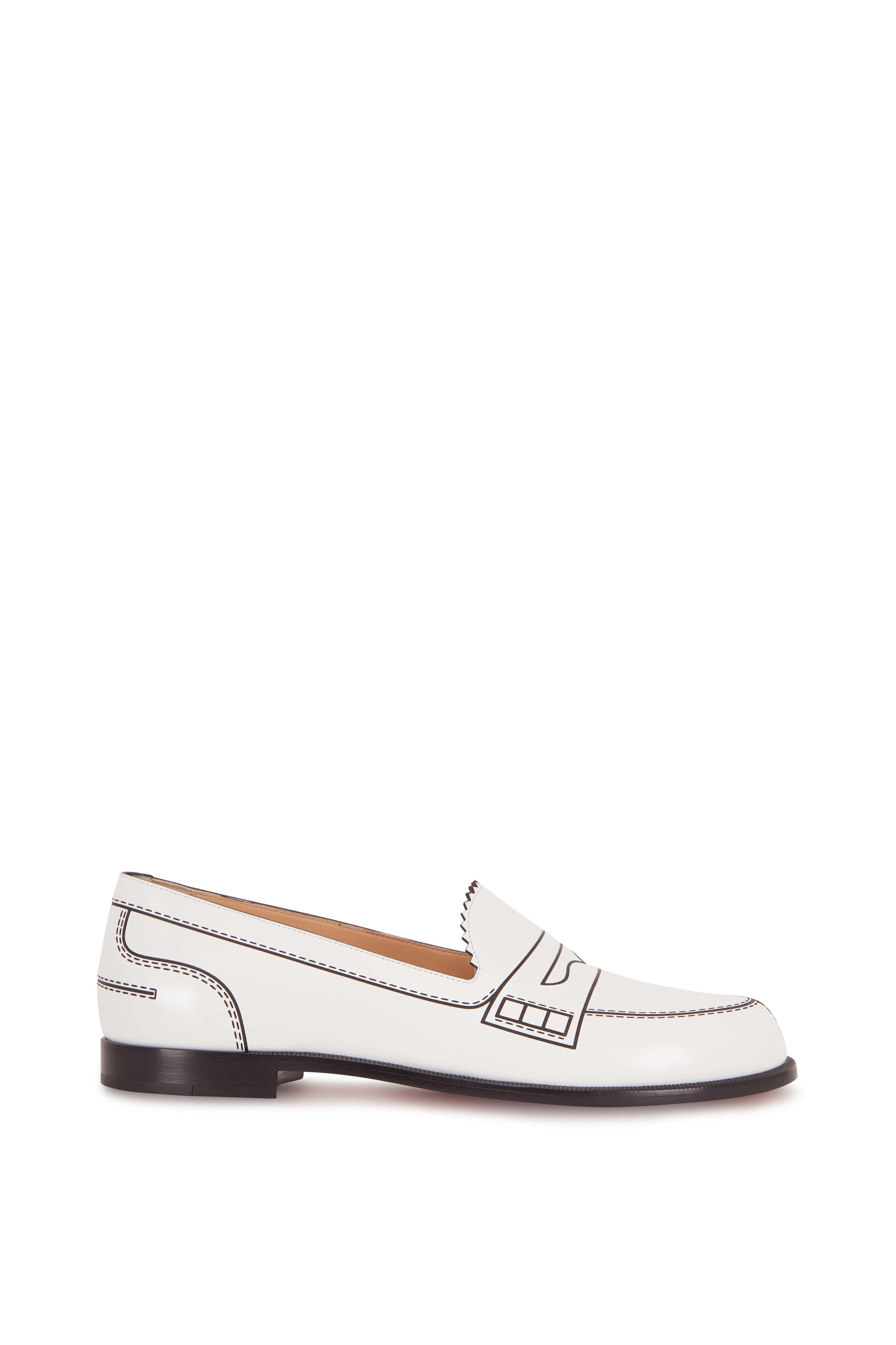 【完売必至】Christian Louboutin Mocalaureat レザーローファー Christian Louboutin - MocaLaureat White & Black Leather Loafer