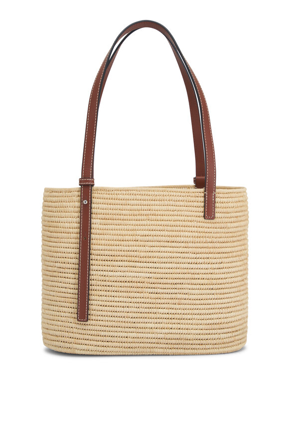 Loewe - Small Square Natural Raffia & Calfskin Basket Bag