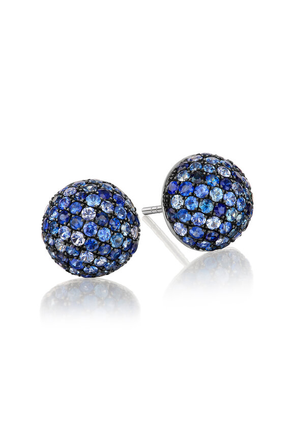 Nam Cho 18k Multi-Shade Blue Sapphire Ball Stud Earring - view 1