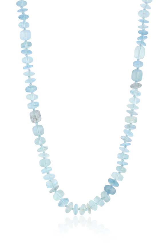 Leigh Maxwell 18k Yellow Gold Aquamarine Beaded Toggle Necklace - view 1