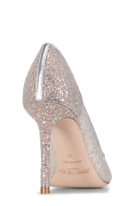 Jimmy Choo - Romy Metallic Nappa Silver Heel, 85mm