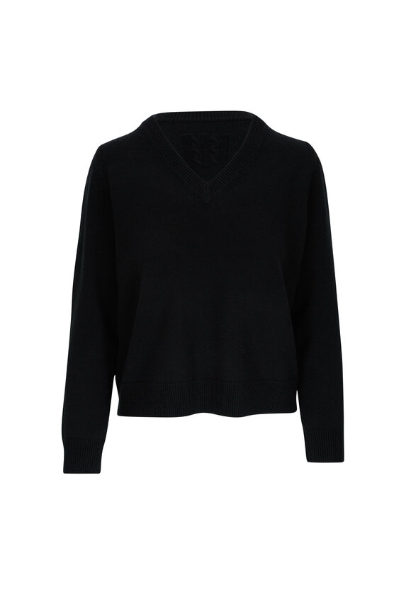 Nili Lotan - Priya Black Cashmere V-Neck Sweater