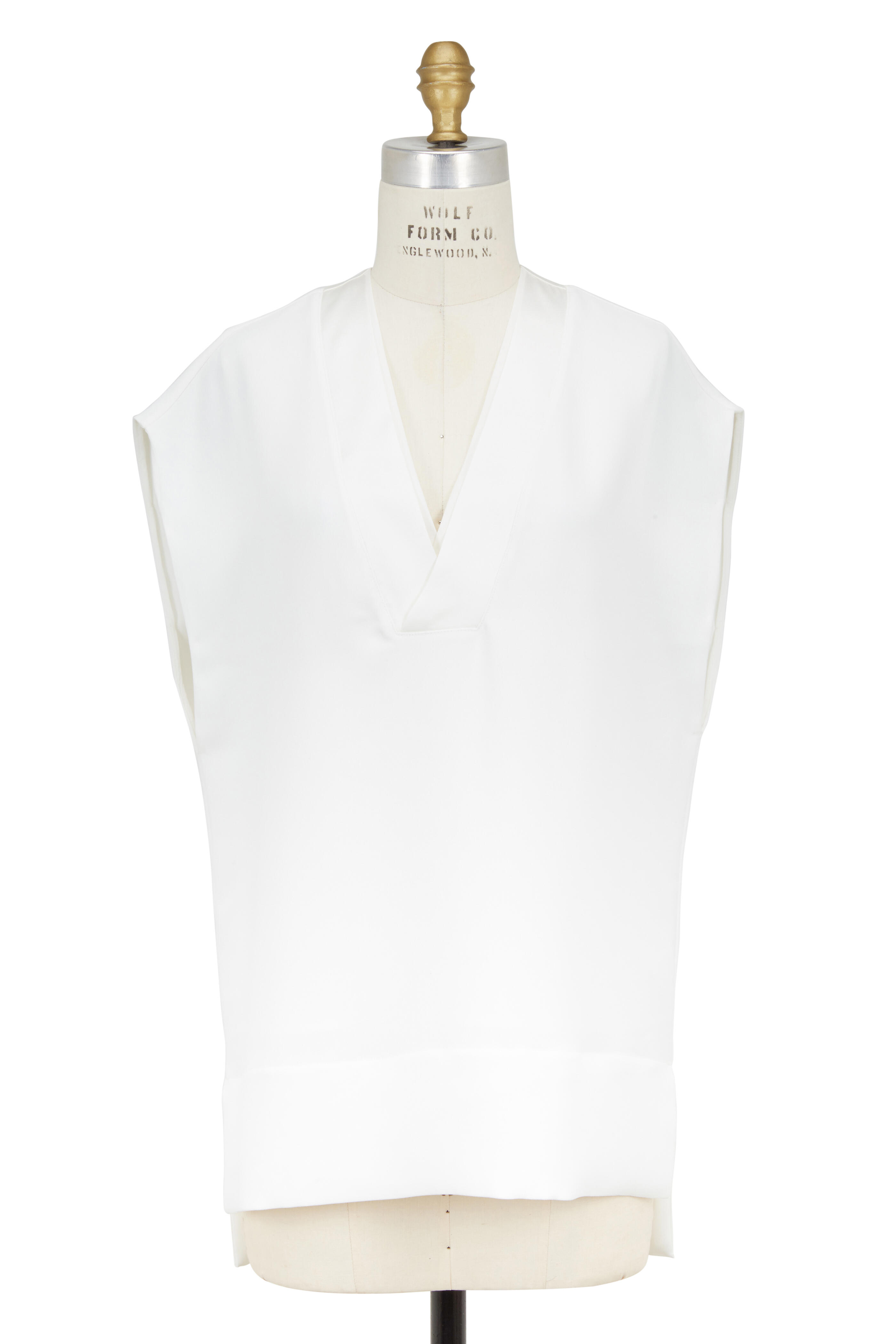 Vince - White Crepe & Silk Trim Top