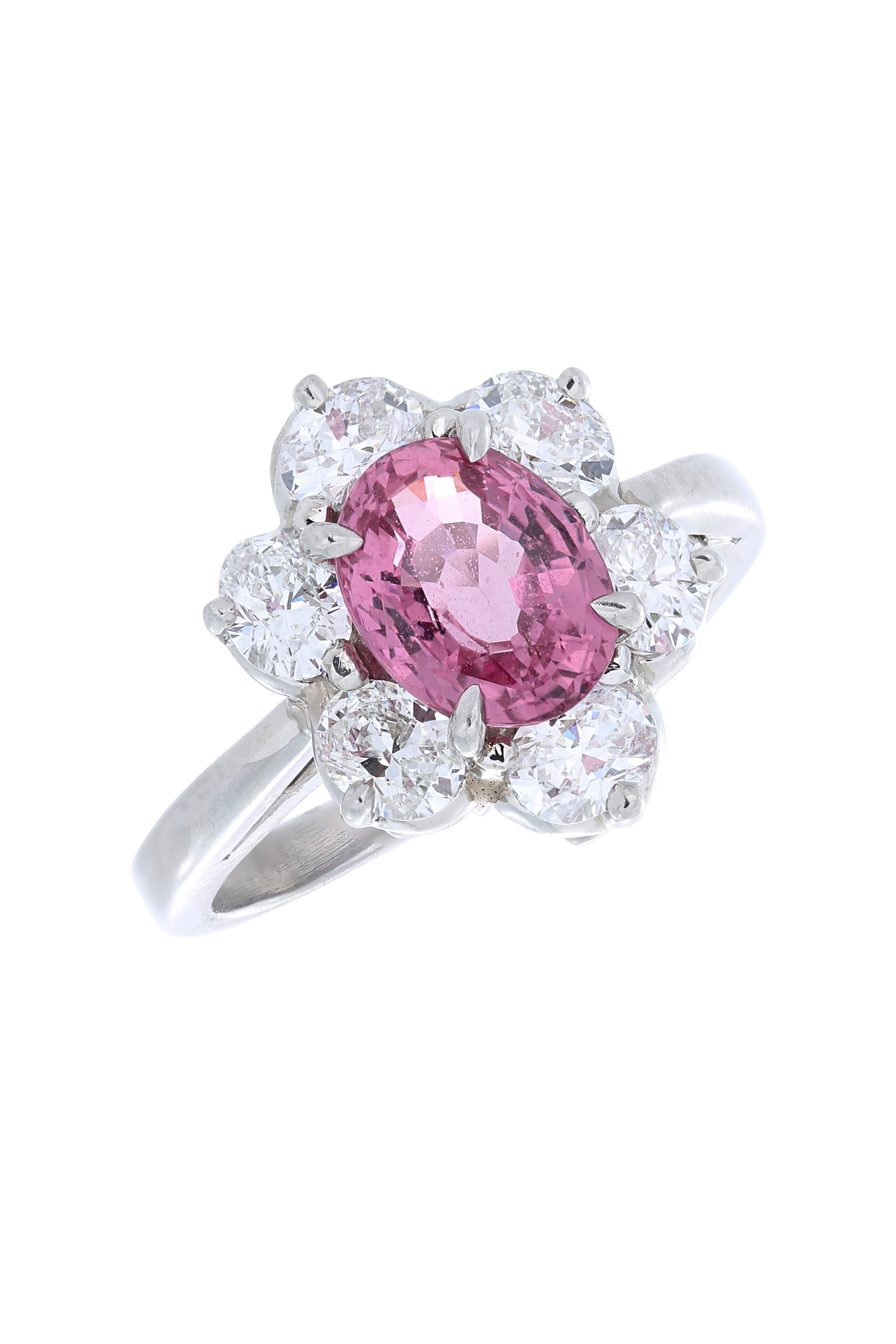 Oscar Heyman - Platinum Padparascha Sapphire & Diamond Ring