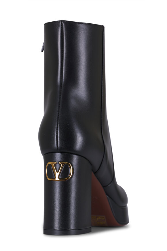 Valentino Garavani Fawcette Black Platform Ankle Leather Boot, 90mm - view 4