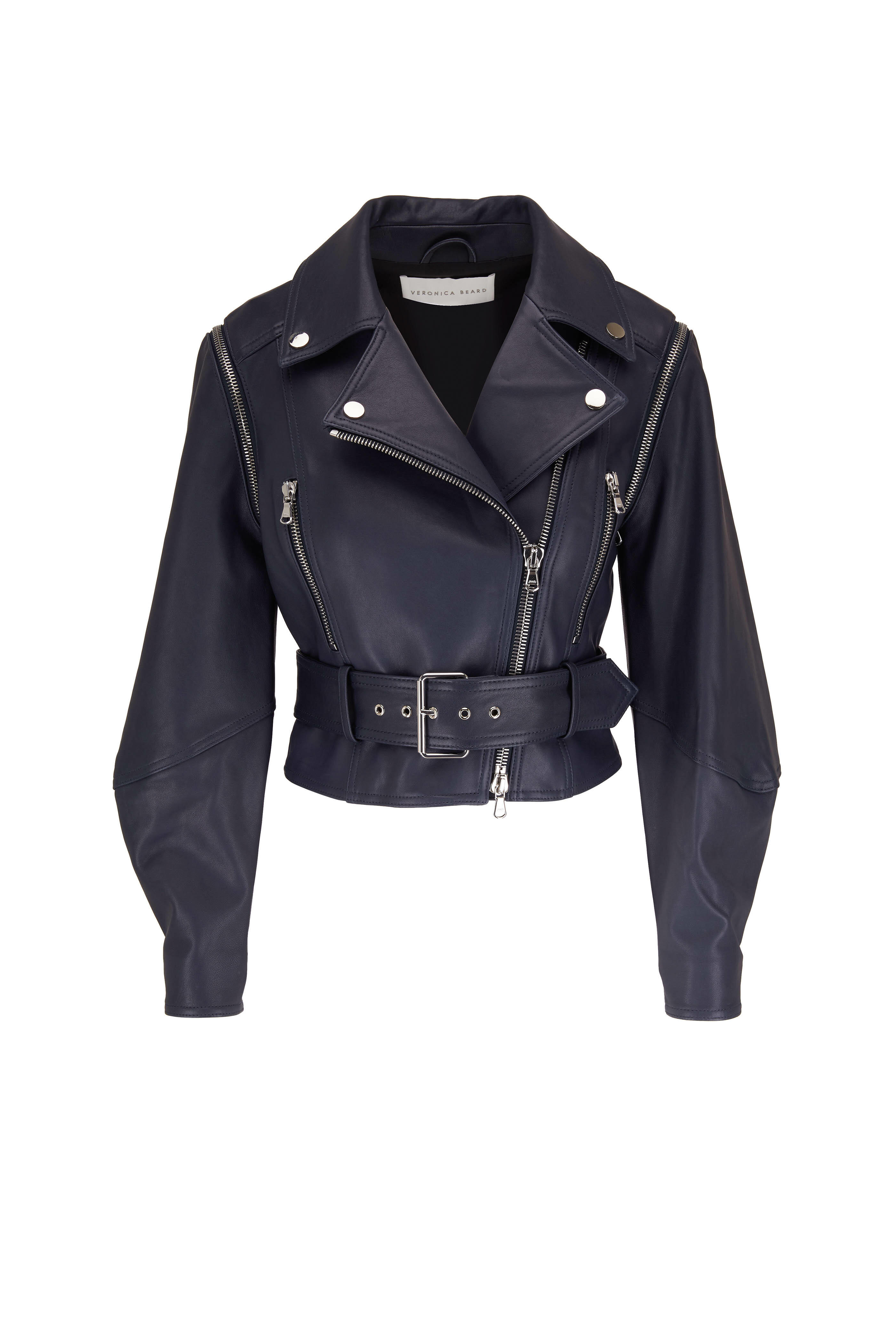Veronica Beard - Jylan Navy Moto Convertible Jacket Leather