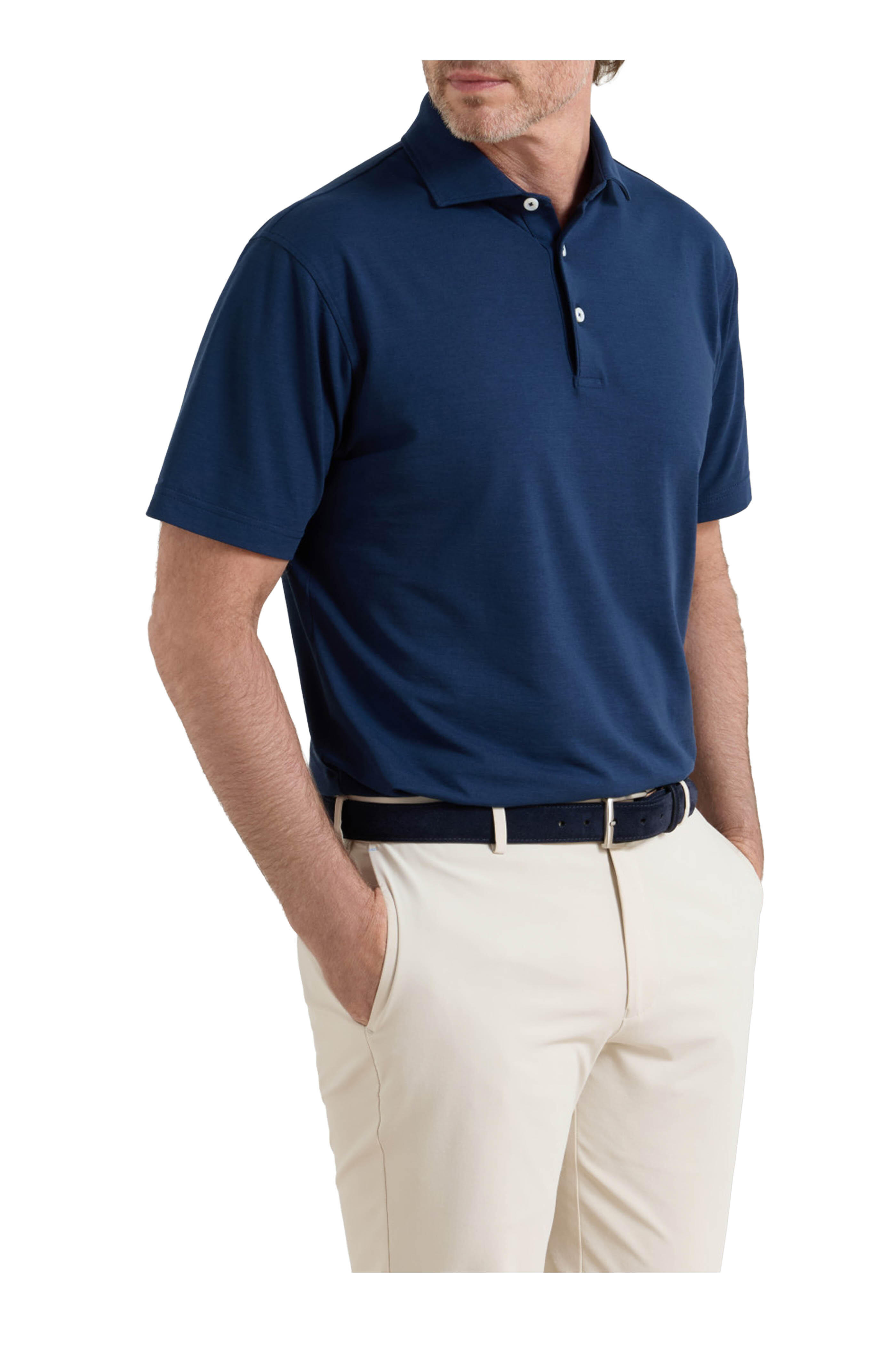 Peter Millar - Navy Blue Cool Cotton Short Sleeve Polo - view 2