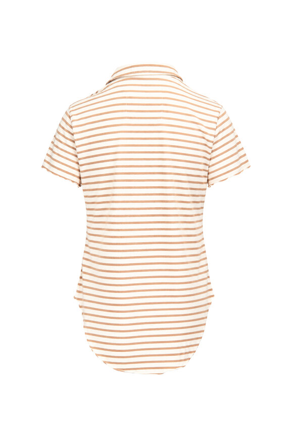 Frank & Eileen Charlotte Beige & Tan Stripe Perfect Polo - view 2
