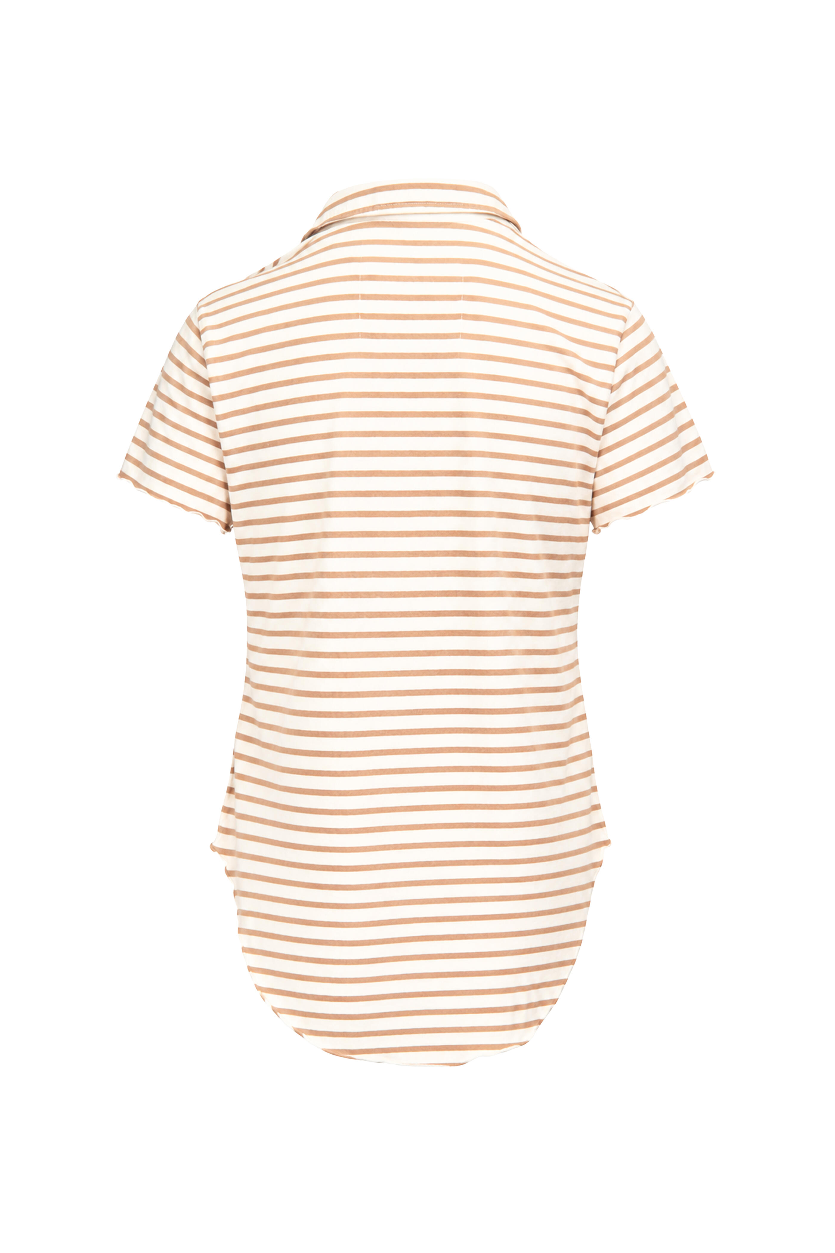 Frank & Eileen - Charlotte Beige & Tan Stripe Perfect Polo - view 2