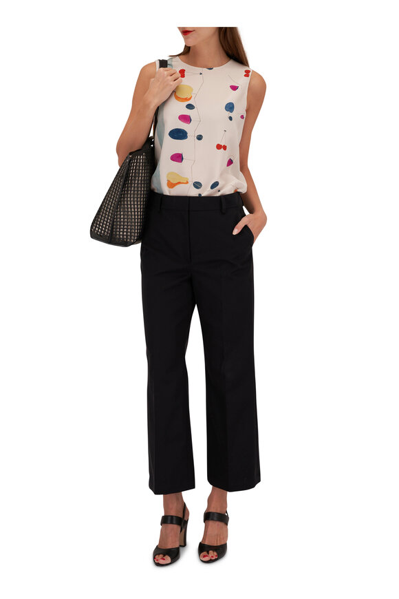 Akris - Fruits Print Sleeveless Silk Blouse 