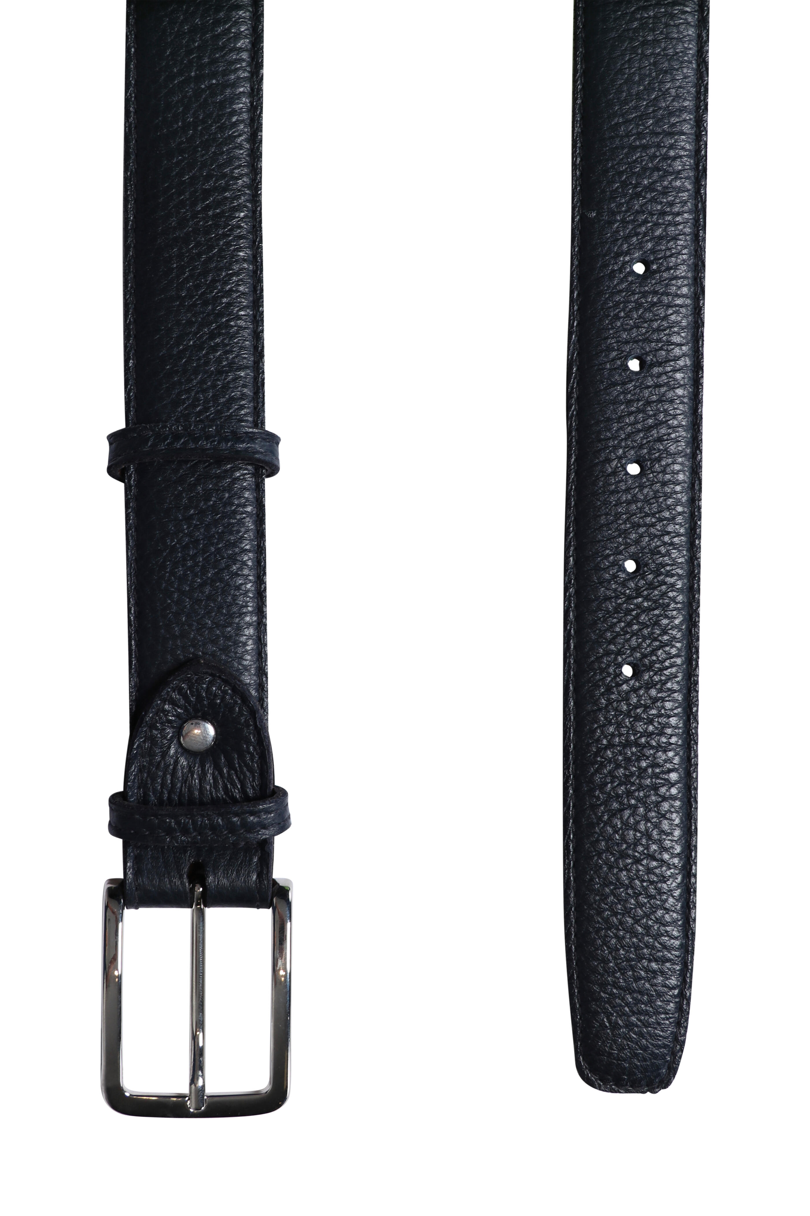 Bontoni - Soft Pebble Grain Leather Belt in Dark Blue