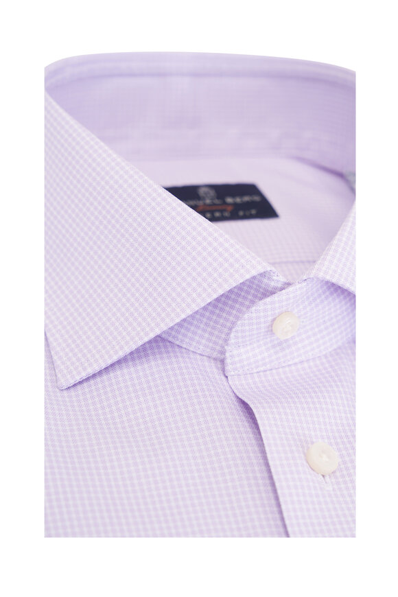 Emanuel Berg Lavender Check Cotton Dress Shirt - view 2