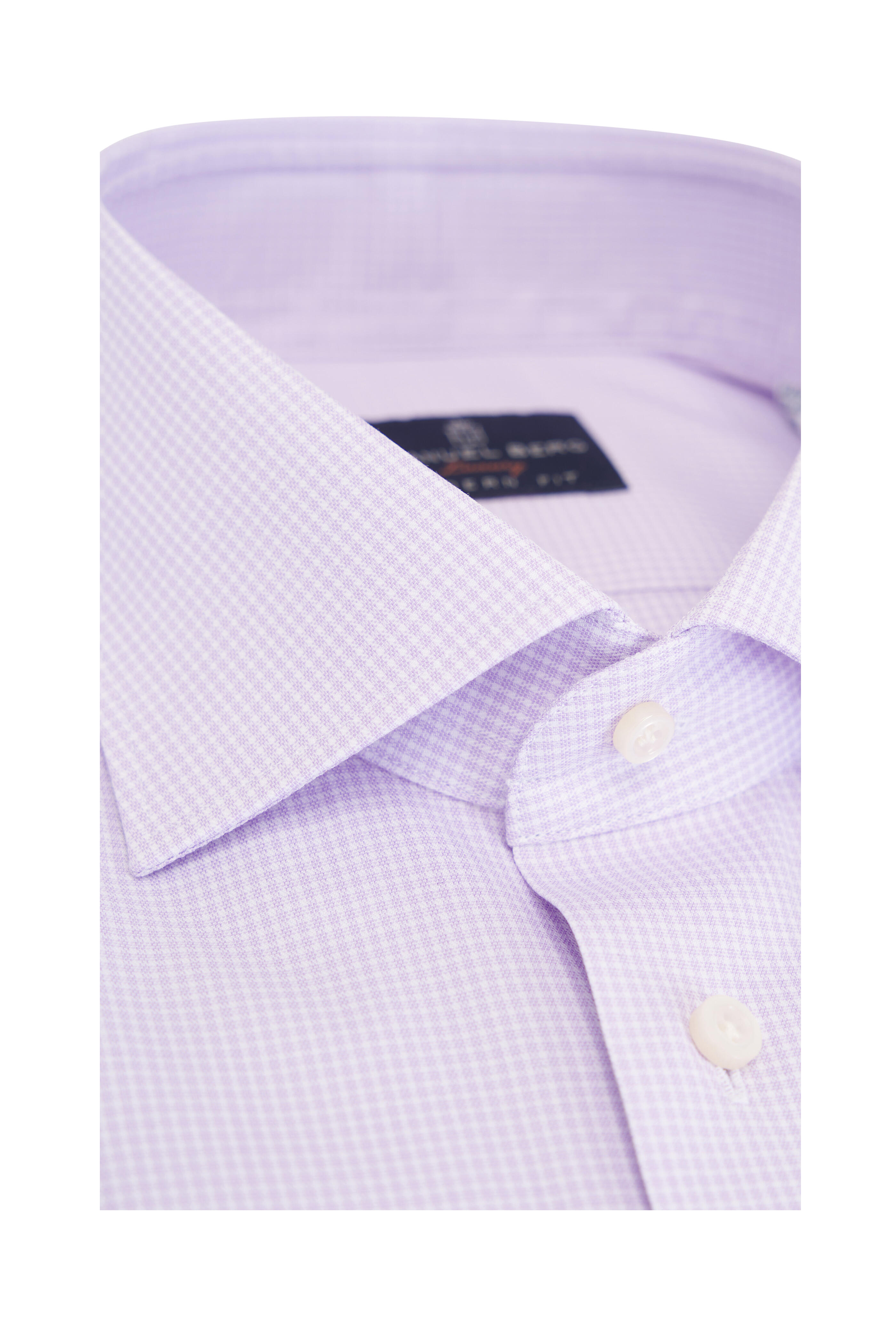 Emanuel Berg - Lavender Check Cotton Dress Shirt