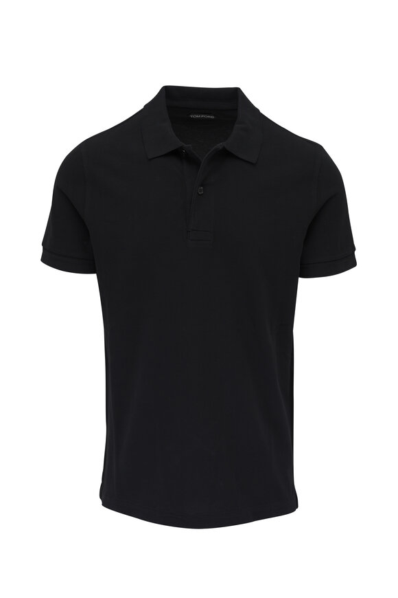 Tom Ford Black Cotton Tennis Piquet Polo