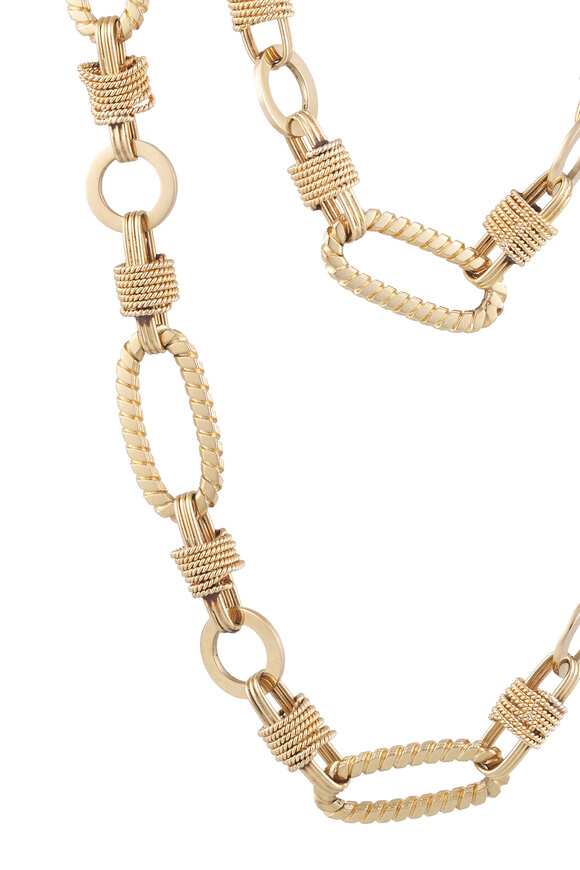 Courtney Davis 1970's Textured Long Link Necklace - view 2