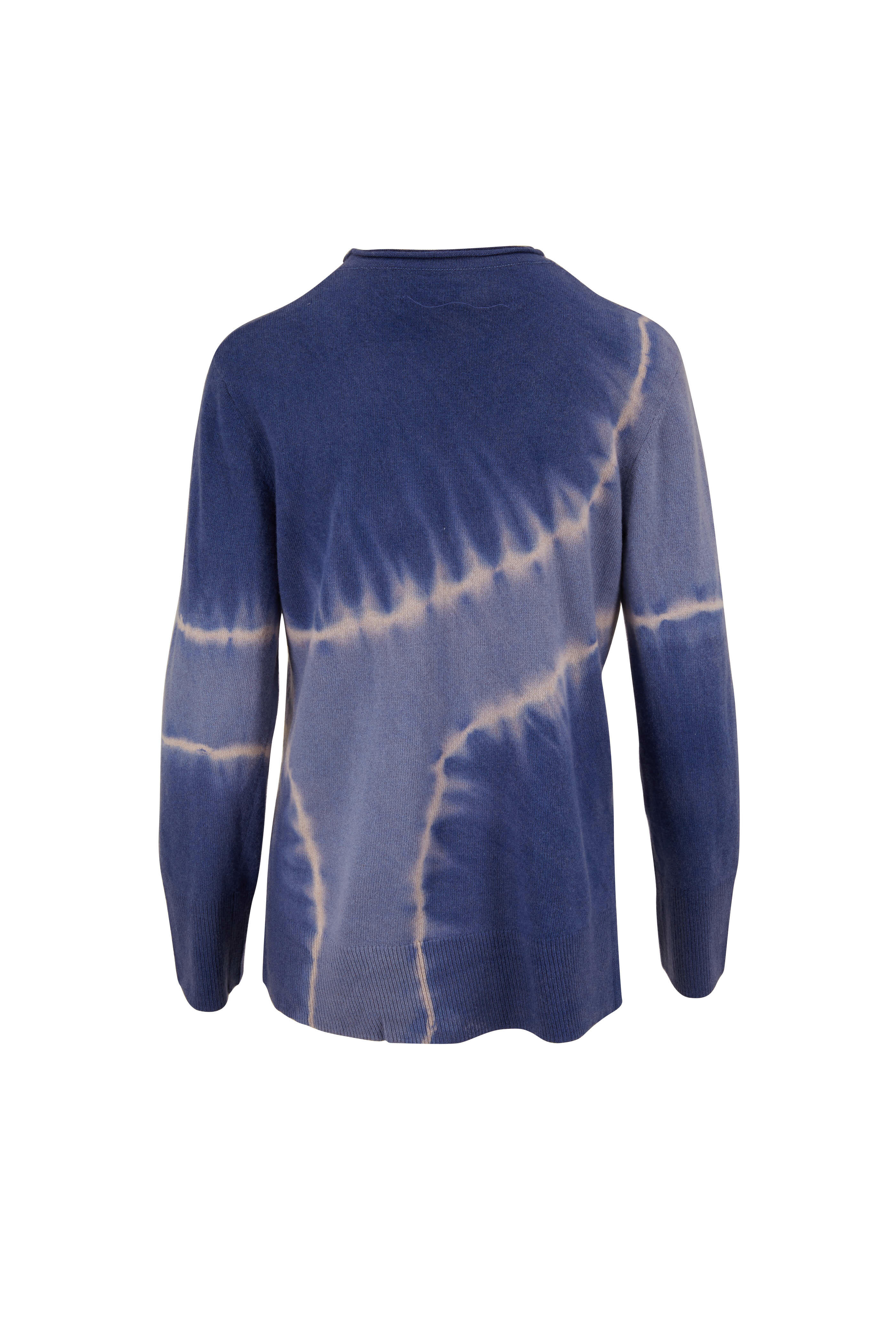 Raquel Allegra - Blue Tie-Dye Cashmere Boyfriend Sweater