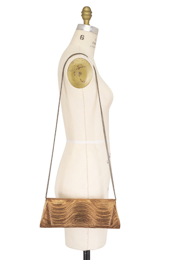 Akris Small Anouk Bronze Wavy Leather Chain Clutch - view 5