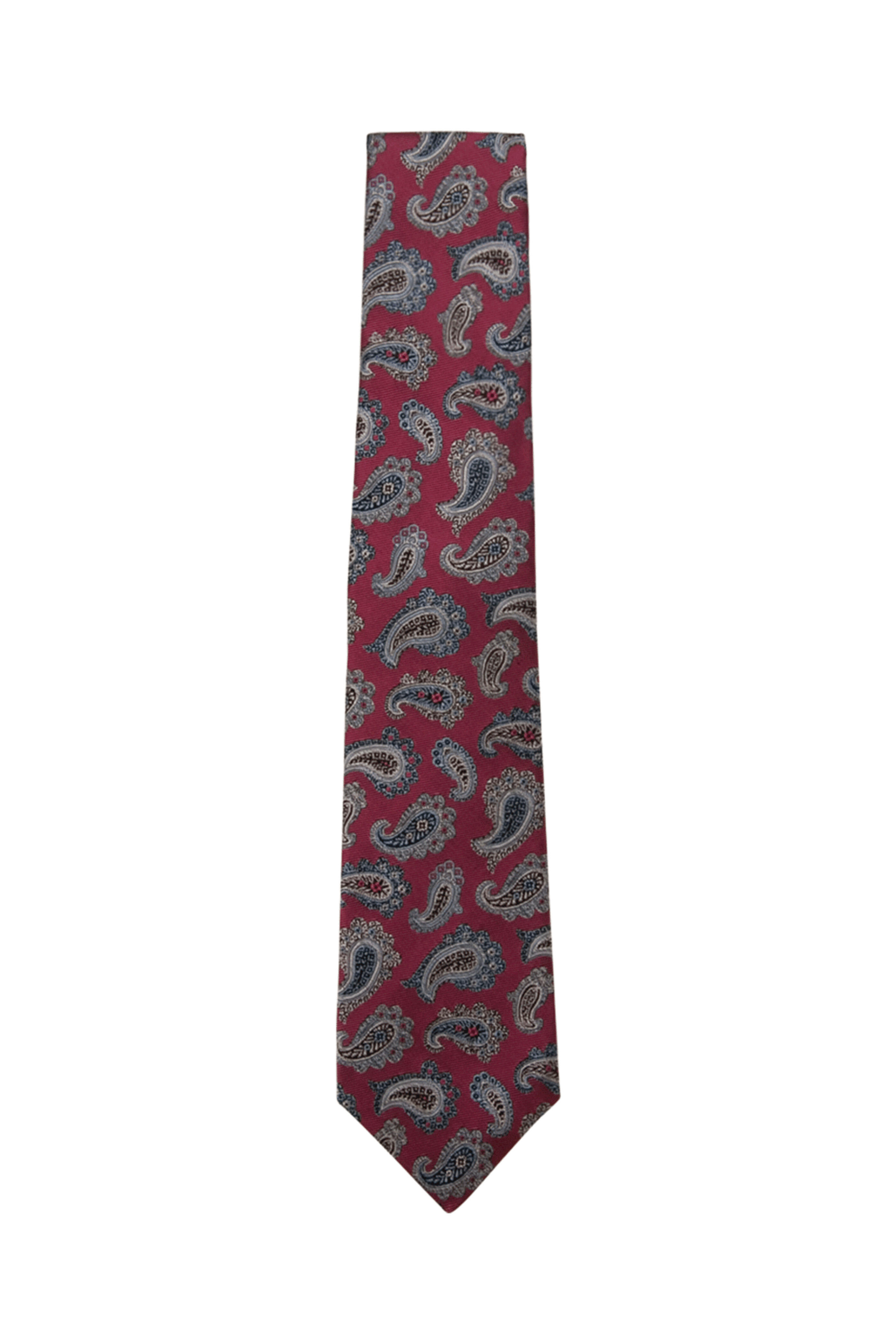 Kiton - Burgundy and Grey Paisley Tie