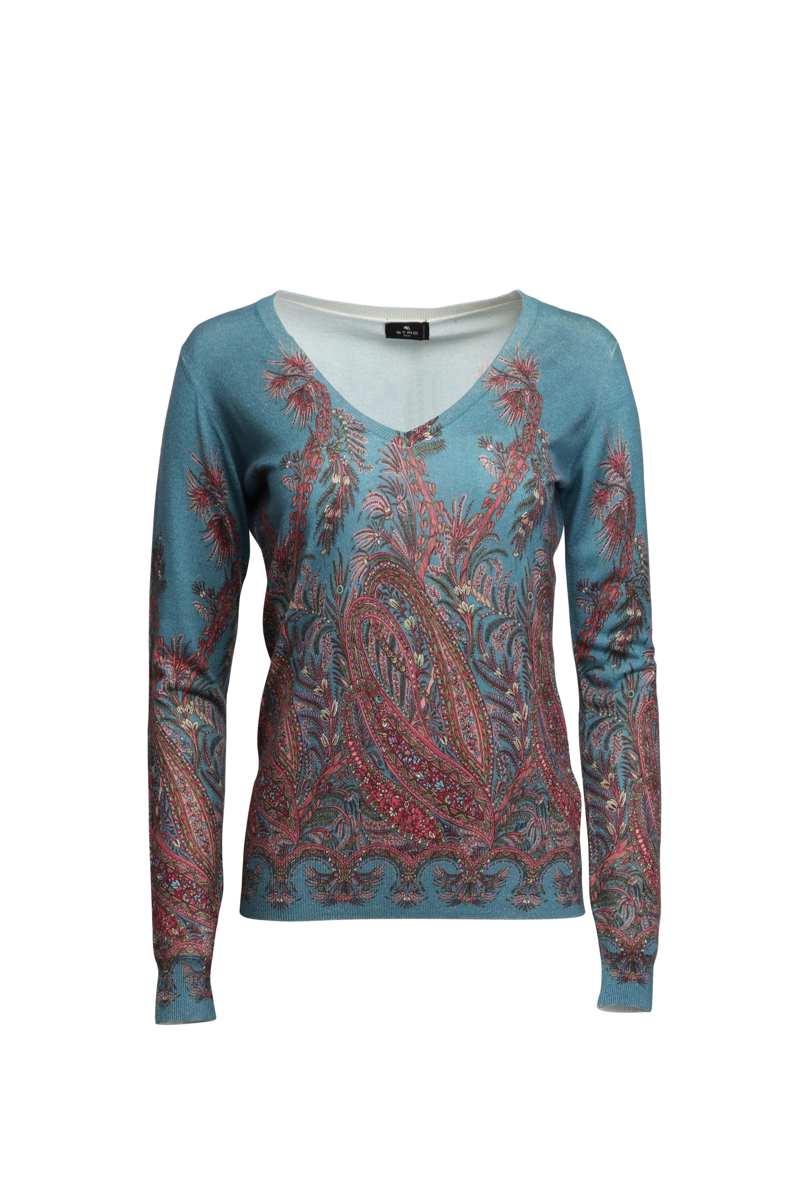 Etro - Teal Blue Paisley Knit Top