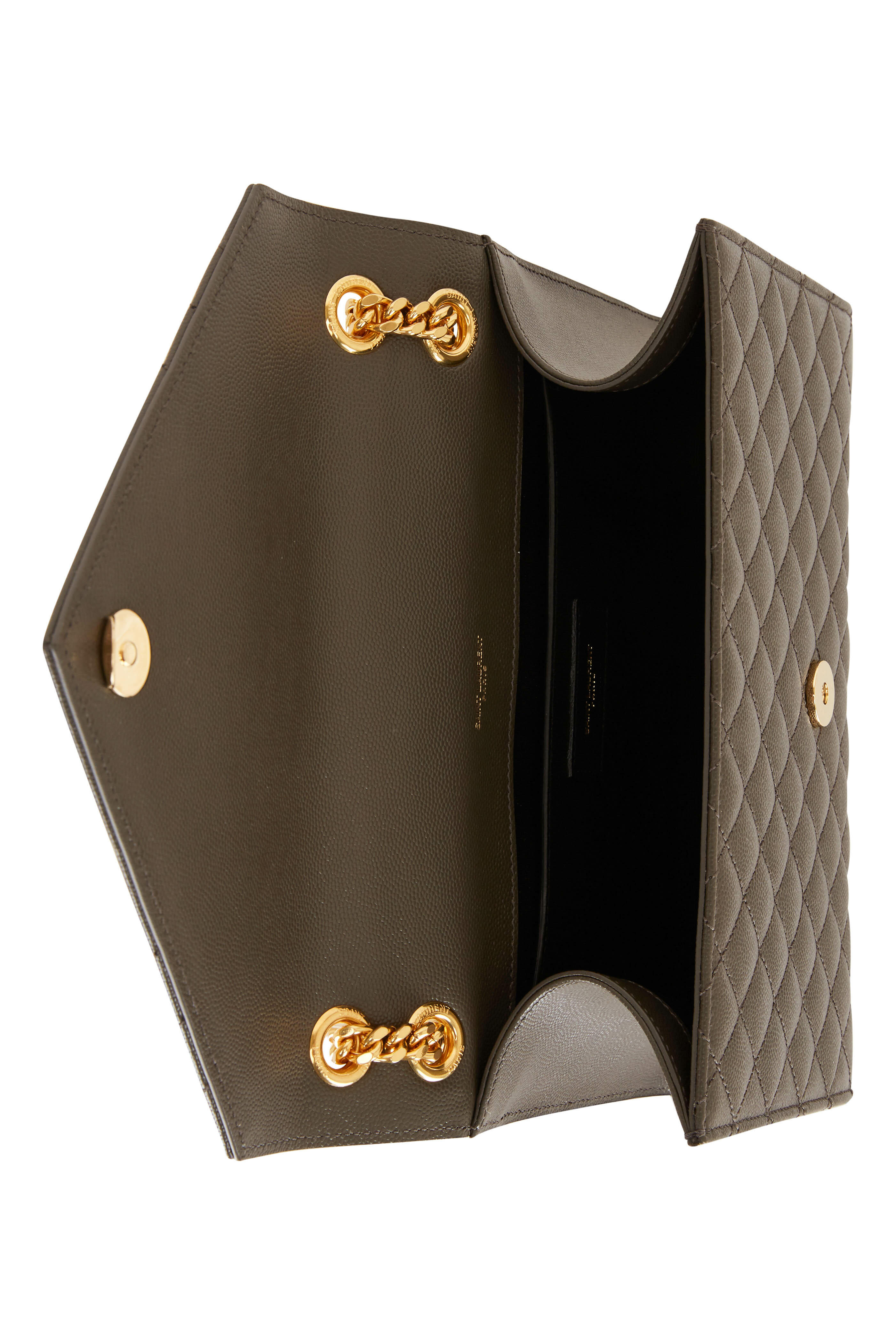 Saint Laurent - Satchel Gray Pebble Leather Quilted Shoulder Bag