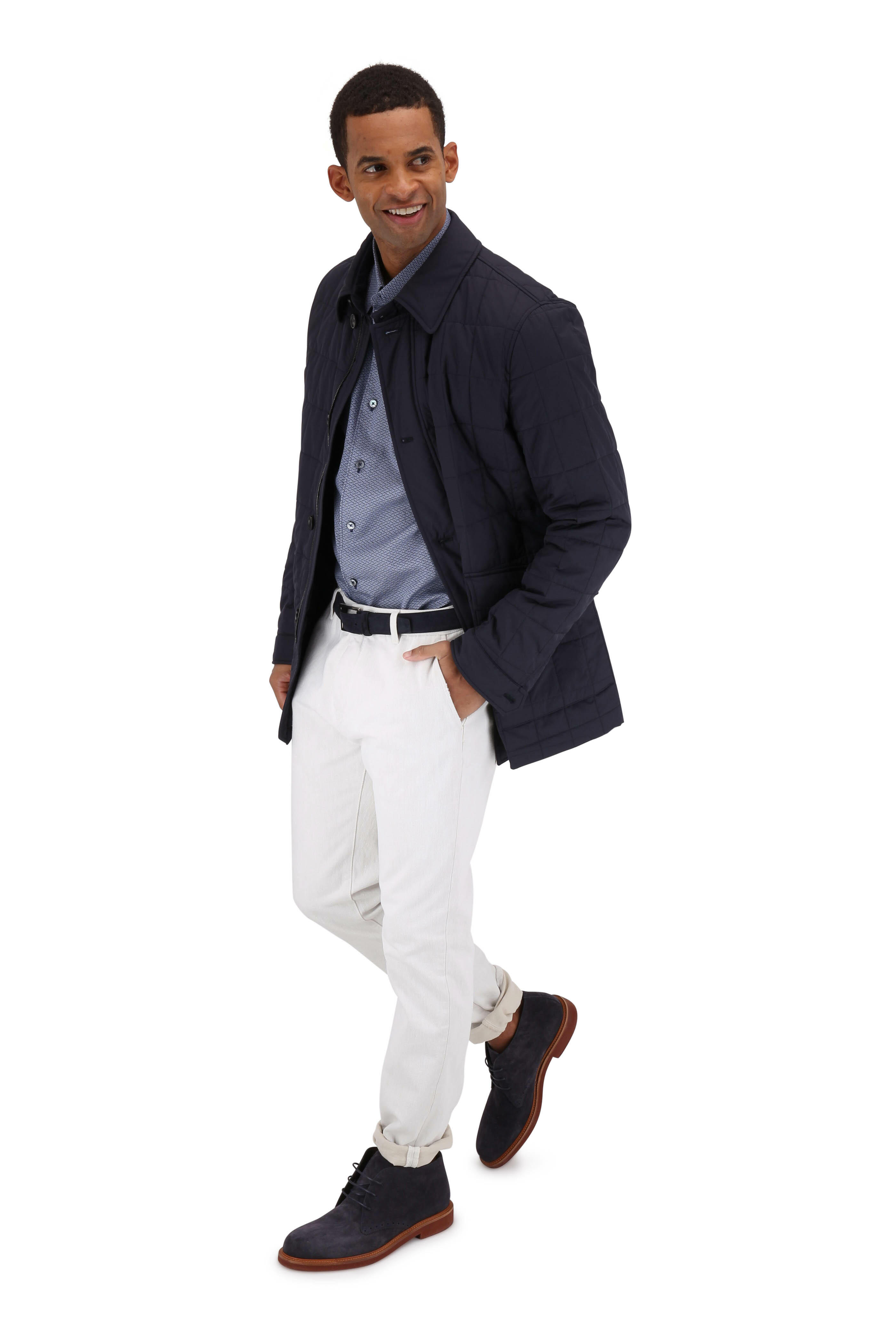 Zegna - Navy Blue Quilted Water Repellent Car Coat