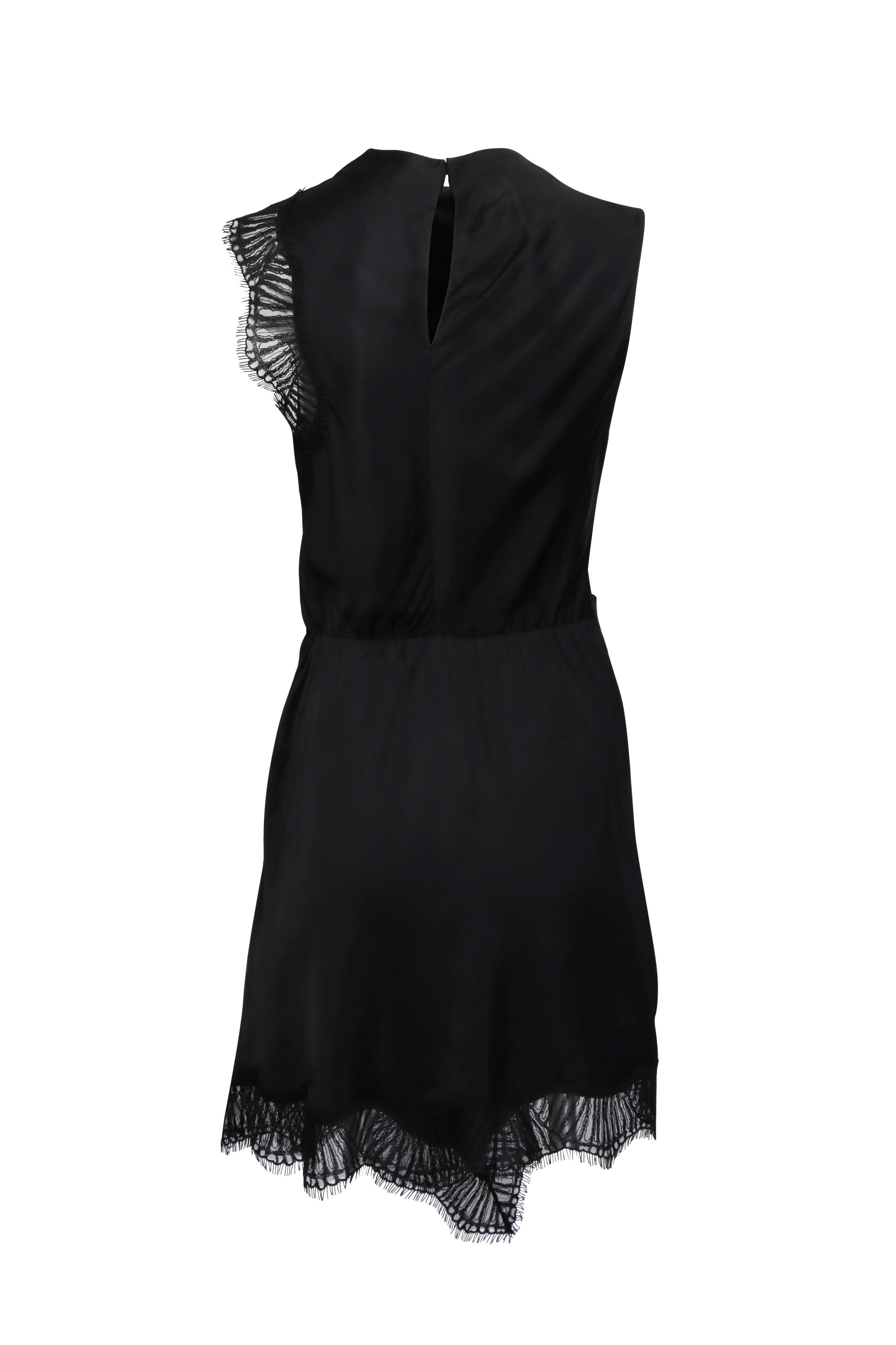 A.L.C. - Dion Black Satin & Lace Mini Dress