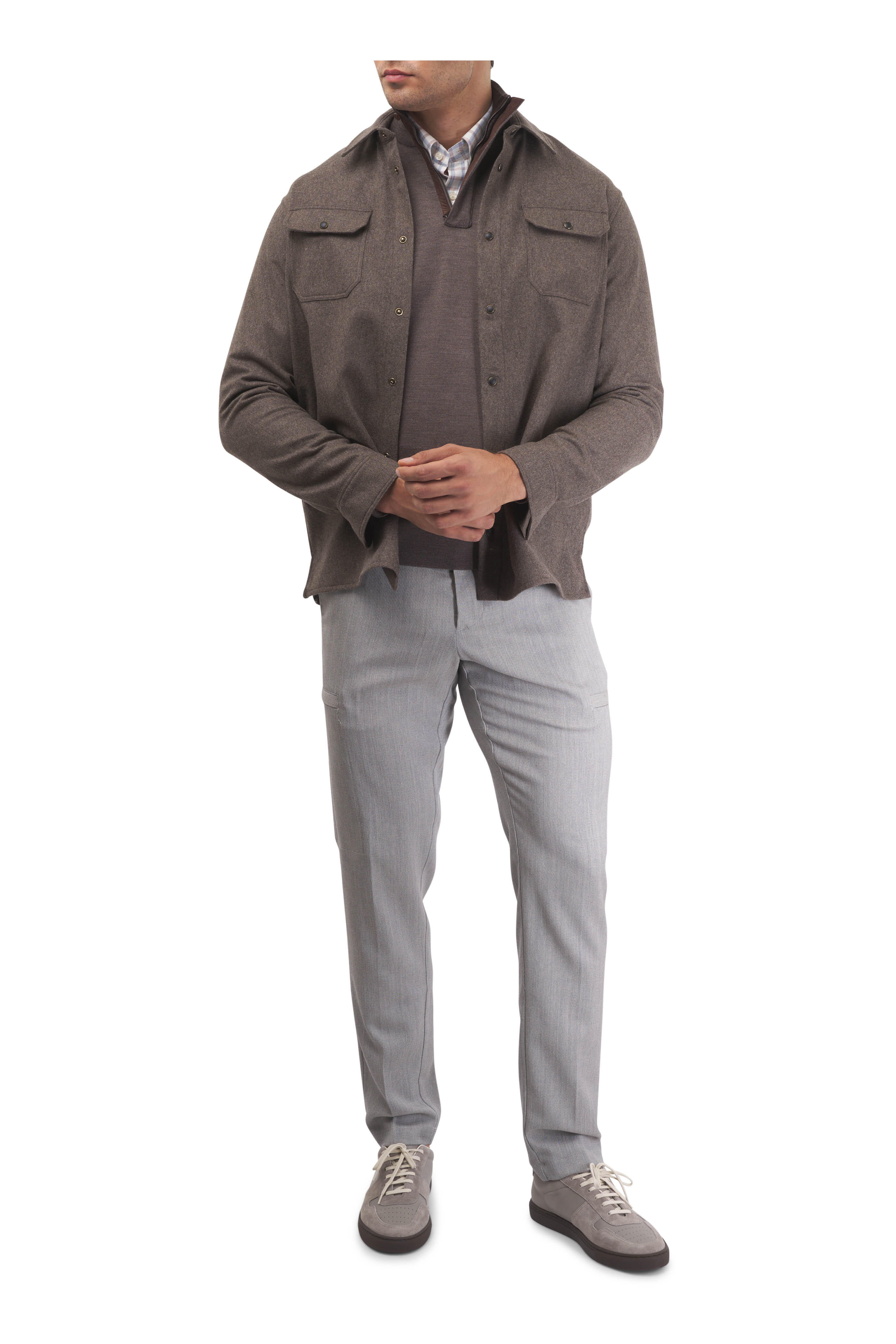 Paul & Shark - Brown Wool Quarter Zip Pullover