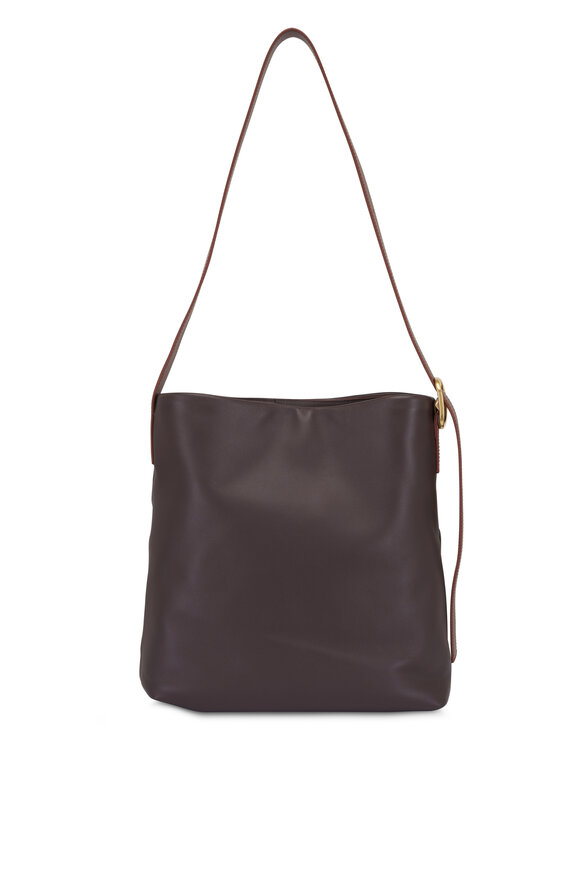 Loewe Draped Dark Chestnut Mellow Leather Tote - view 3