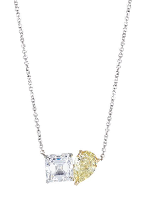 Lowy & Co White & Yellow Diamond Pendant Necklace - view 2