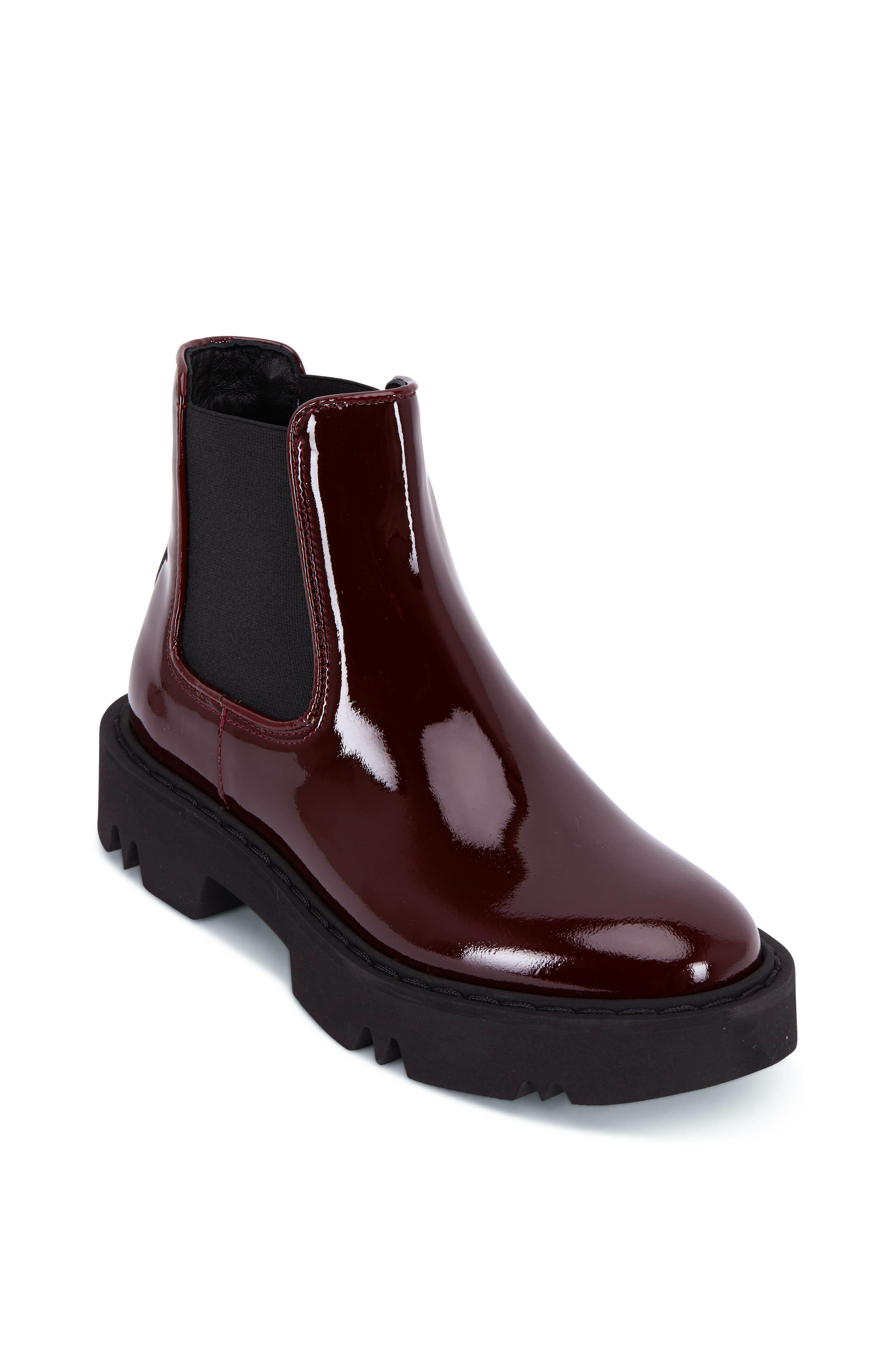 Aquatalia Haylie Bordeaux Patent Lug Sole Boot