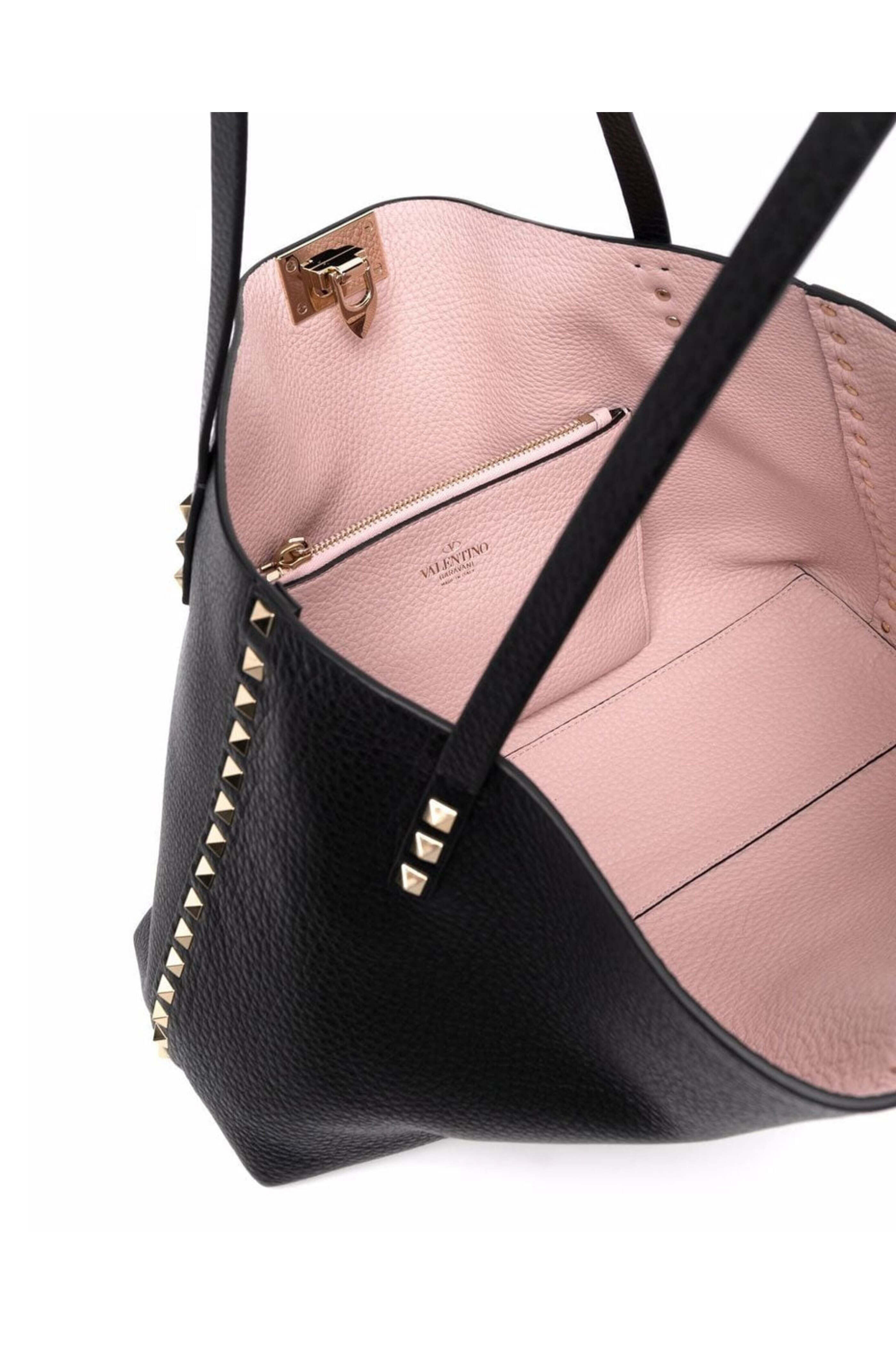 Valentino Garavani - Medium Rockstud Tote in Nero Rose