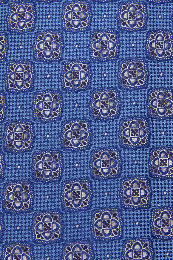 Eton - Blue Geometric Silk Necktie