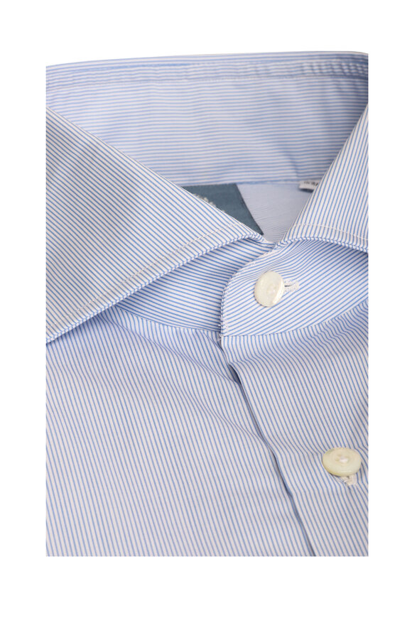 Finamore White & Blue Stripe Dress Shirt - view 2