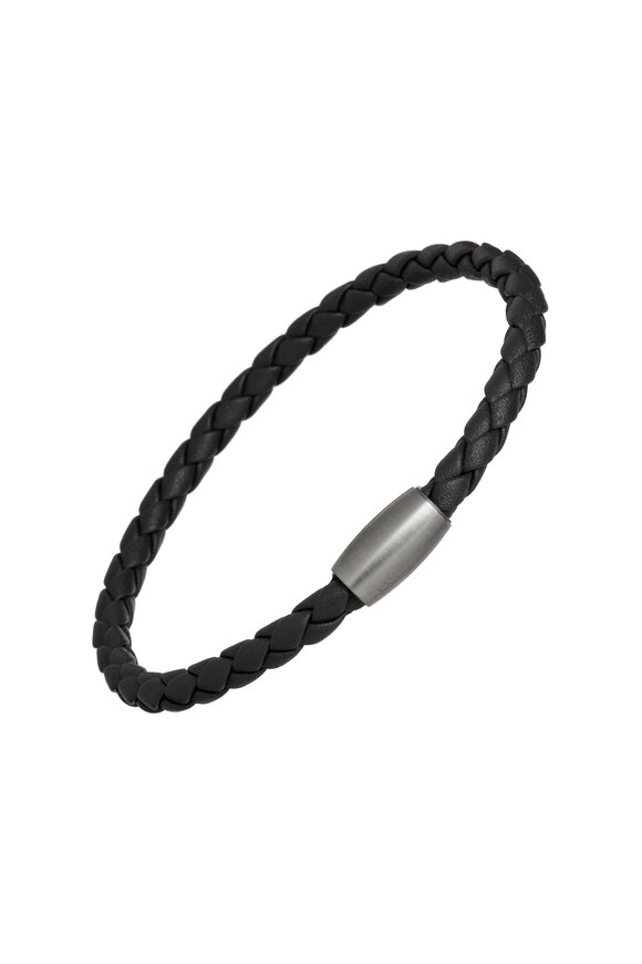 Jan Leslie Black Woven Leather Bracelet - view 3