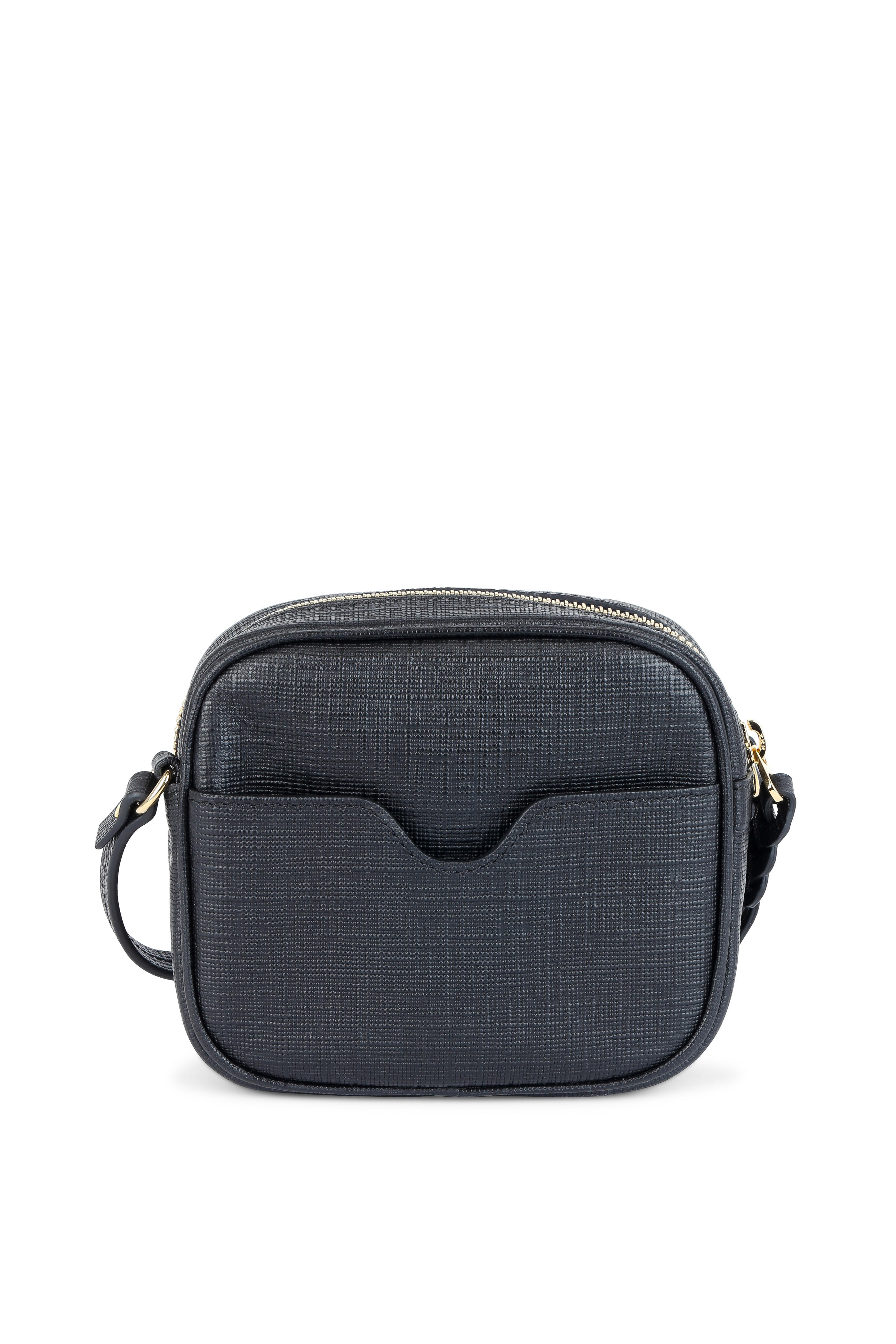 McQueen - Black Textured Embossed Leather Camera Crossbody