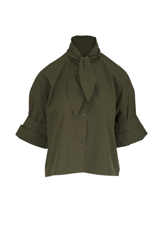 TWP Tie One On Military Green Blouse