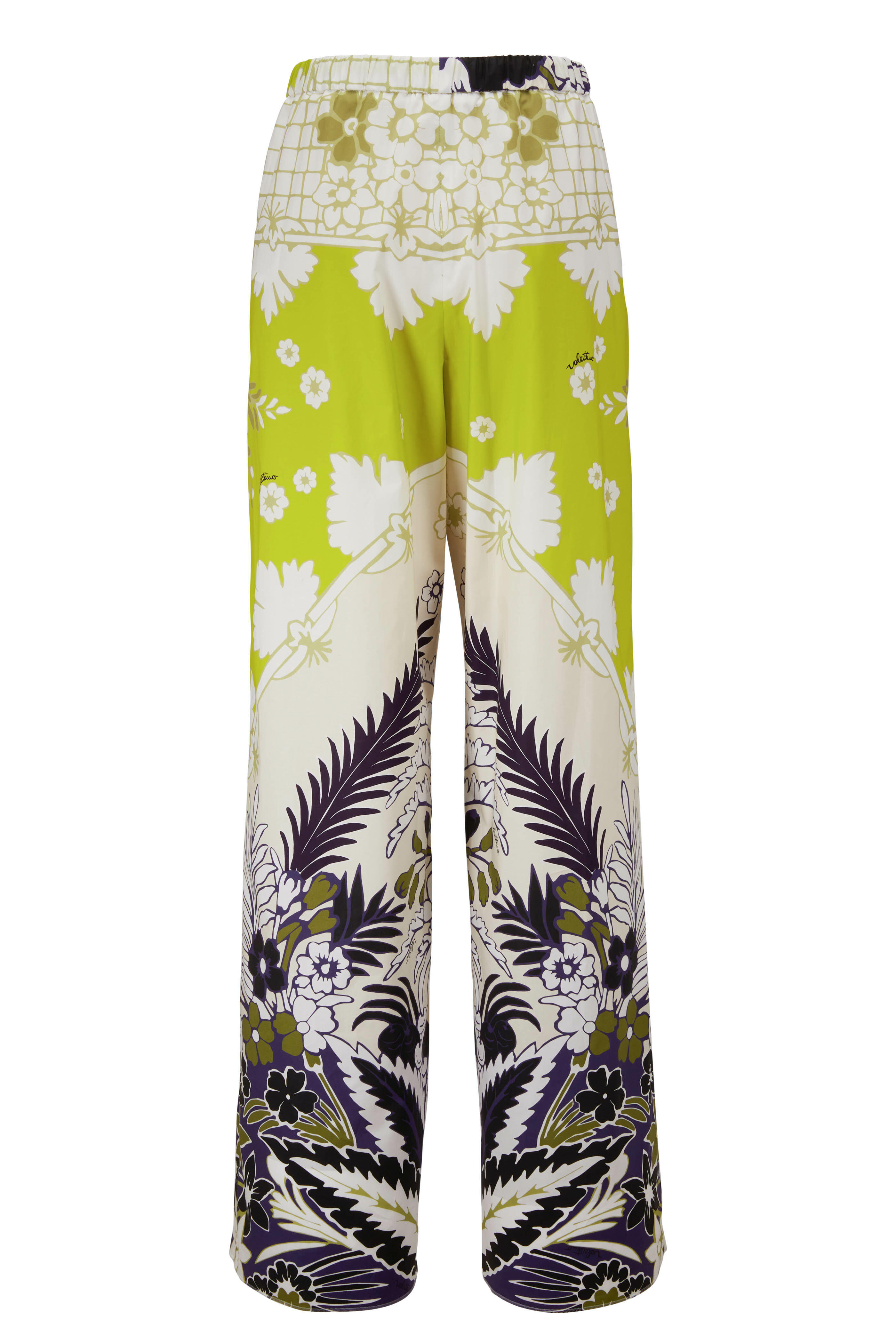 Valentino - Lime Arrozo Print Cotton Pull On Pant