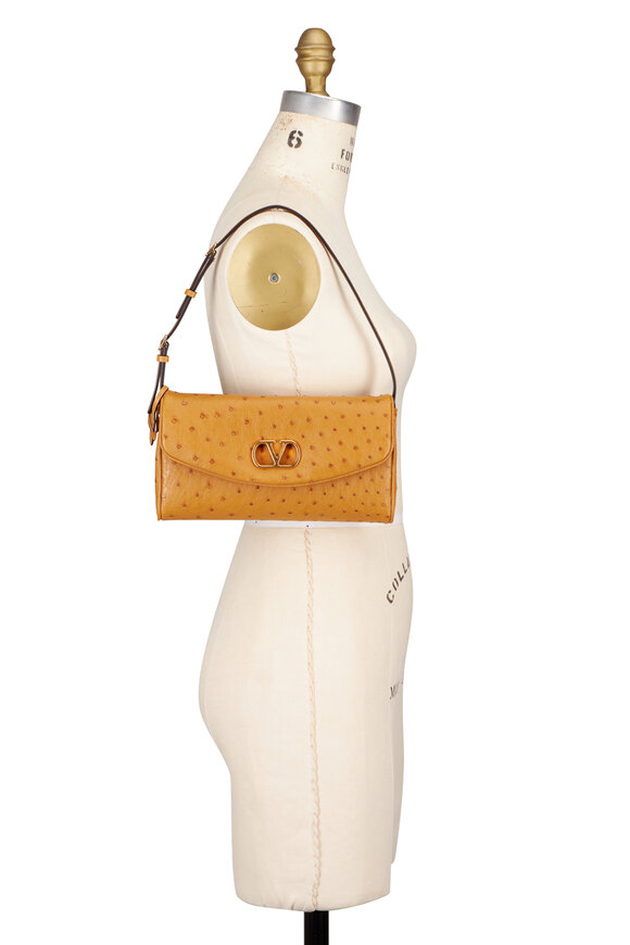 Valentino Garavani Small Devain Light Brown Leather Shoulder Bag - view 5